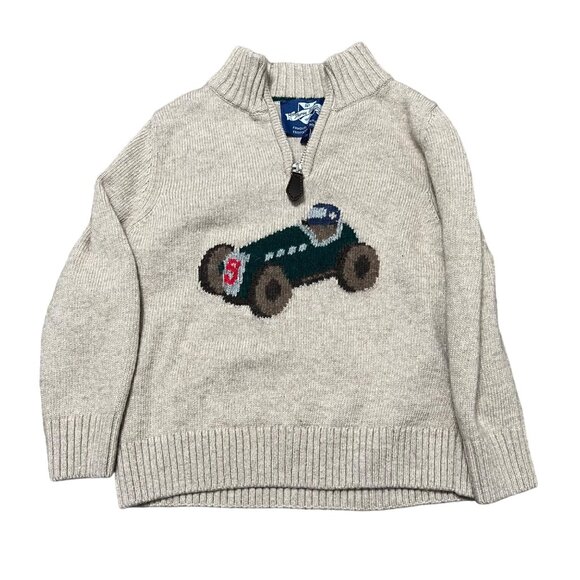 Thomas Brown Tan Derby Race Car Wool 1/4 Zip Pullover Sweater Boys 2/3 Years
